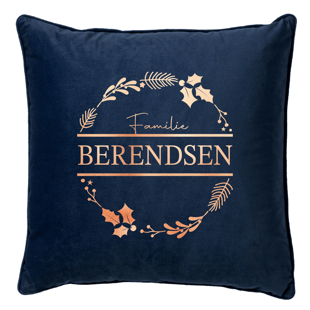 Familiekrans kussen - Blauw