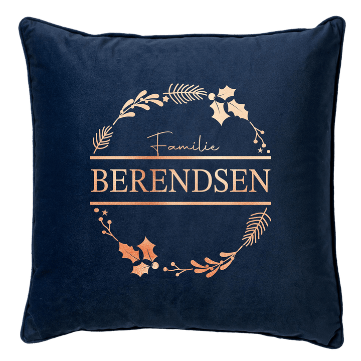 Familiekrans kussen - Blauw