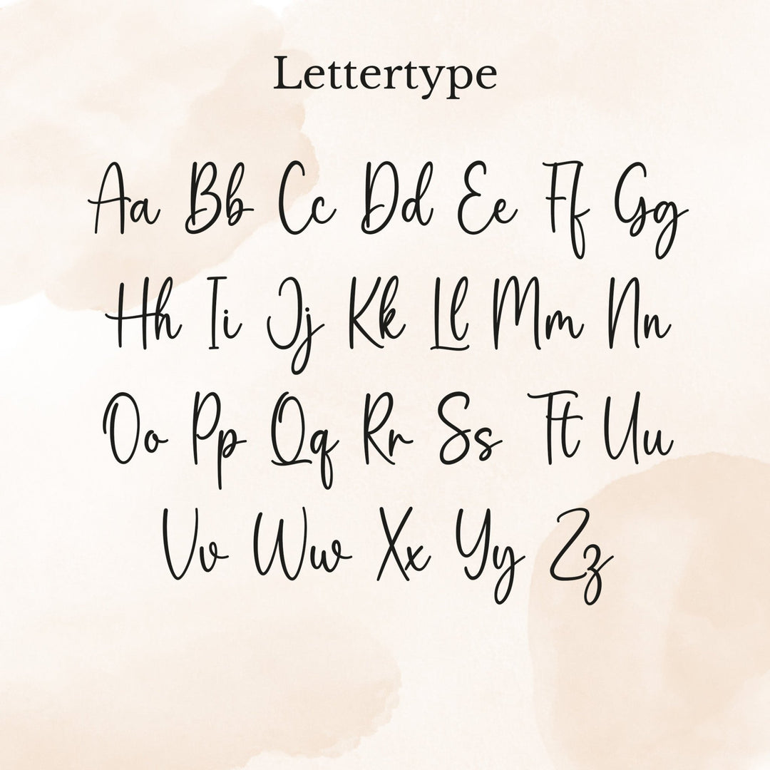 Lettertype overzicht met alle letters