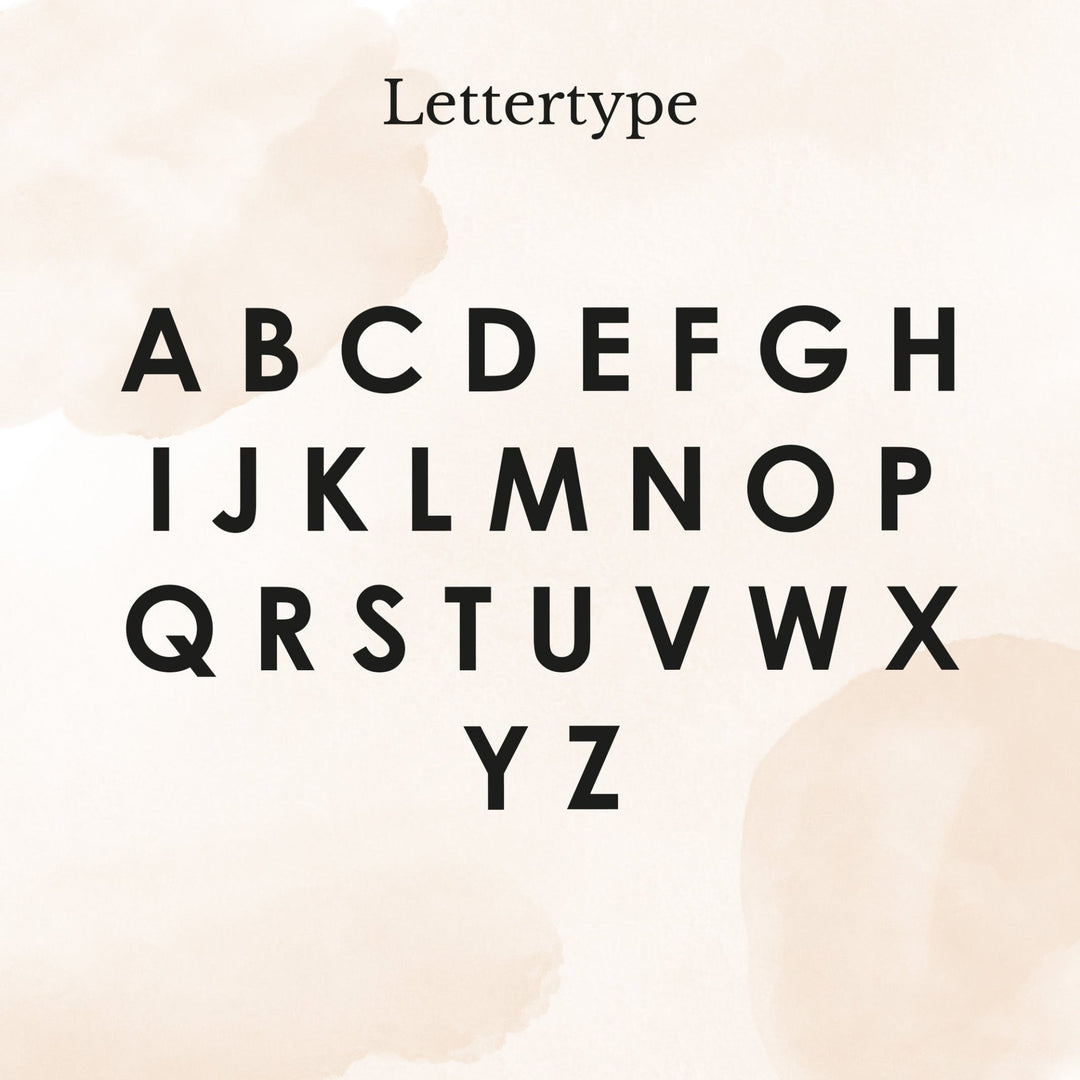 Lettertype overzicht met alle letters