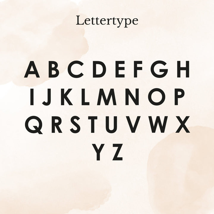 Lettertype overzicht met alle letters