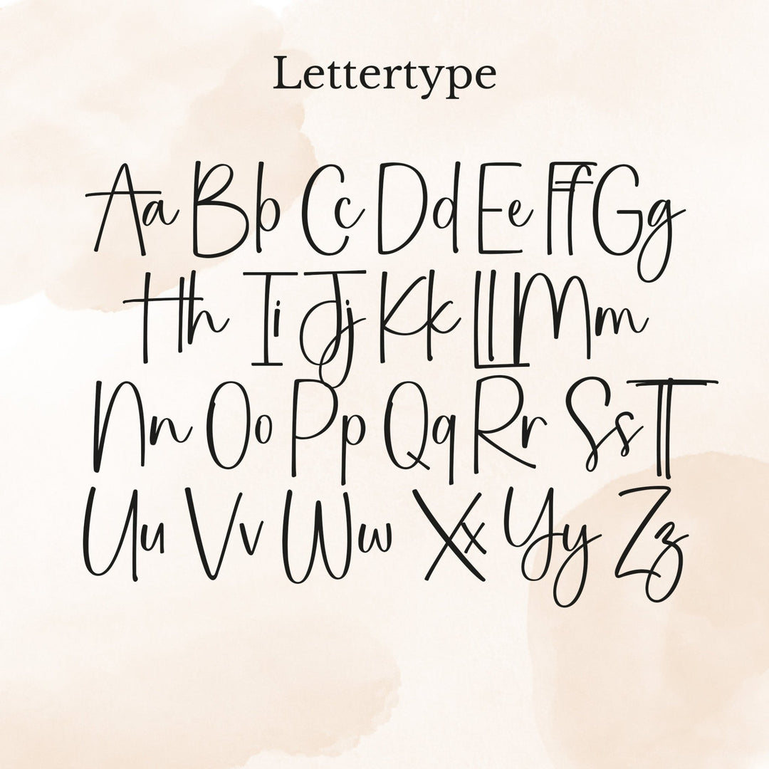 Lettertype overzicht met alle letters