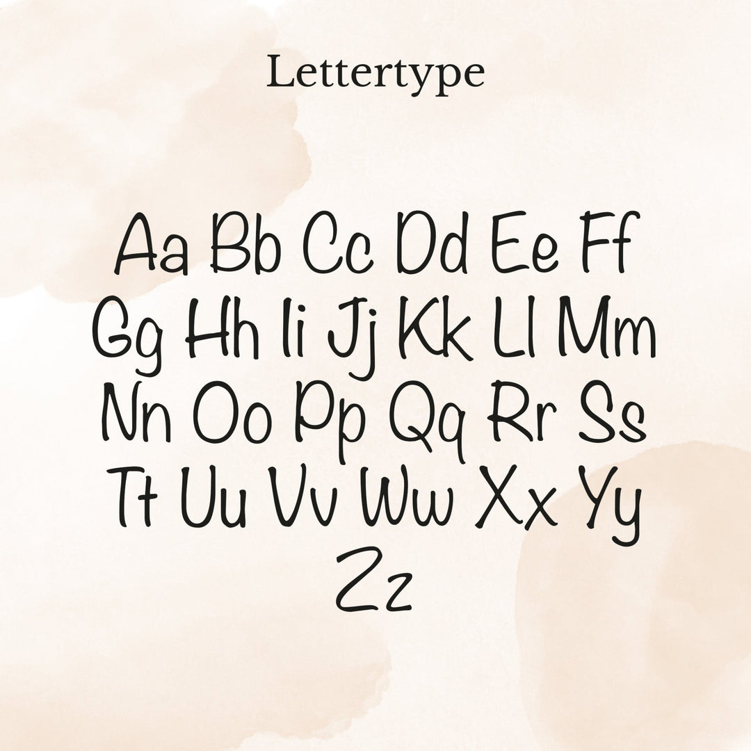 Lettertype overzicht met alle letters